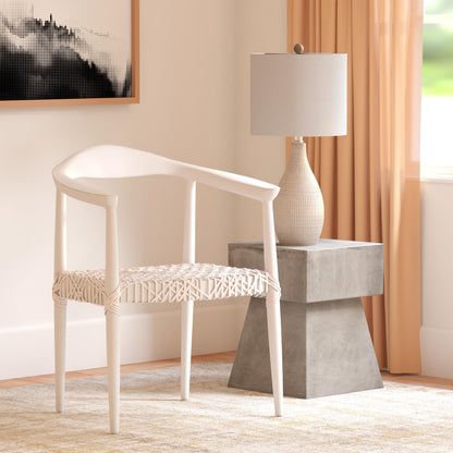 Safavieh Home Collection Juneau Leather Woven Natural and Off-White Accent Chair