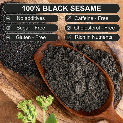 BOTAMONY Black Sesame Powder 12.3oz, Vegan Gluten-Free Non-GMO, Plant Protein & Fiber, Rich Minerals Nutty Flavor, Finely Ground Roasted Seeds for Smoothies Baking Recipes