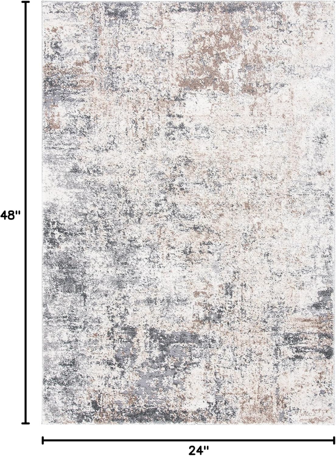 2' 4', (ASN705A) SAFAVIEH Aston Collection Accent Rug - x Ivory & Grey, Modern Abstract Design, Non-Shedding & Easy