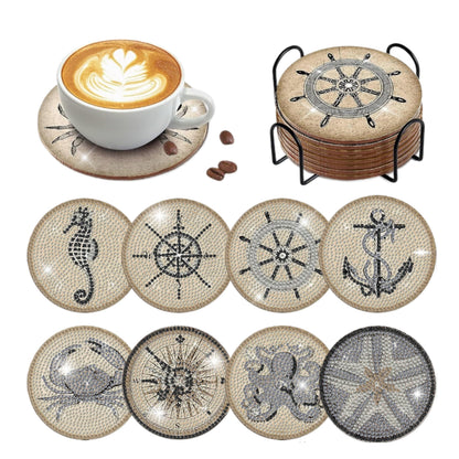 8 pcs Diamond Painting Coasters | Diamond Art Coasters | Vintage Nautical Diamond Art Painting | Perfect Art Craft Gift for Vintage Nautical Lover, Dad, Mom, Grandparents, Brother, Sister.