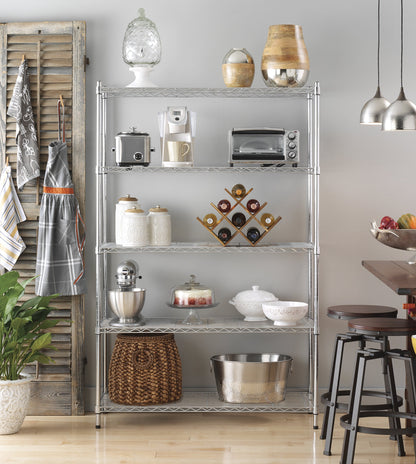 Whitmor 5 Tier Heavy Duty Shelving Unit, Metal Storage Shelves, 500 lbs Capacity per Shelf, Max 2500 lbs total, Easy Assembly Home Organizer for Pantry, Garage, Plant, 48"L x 18"W x 74"H