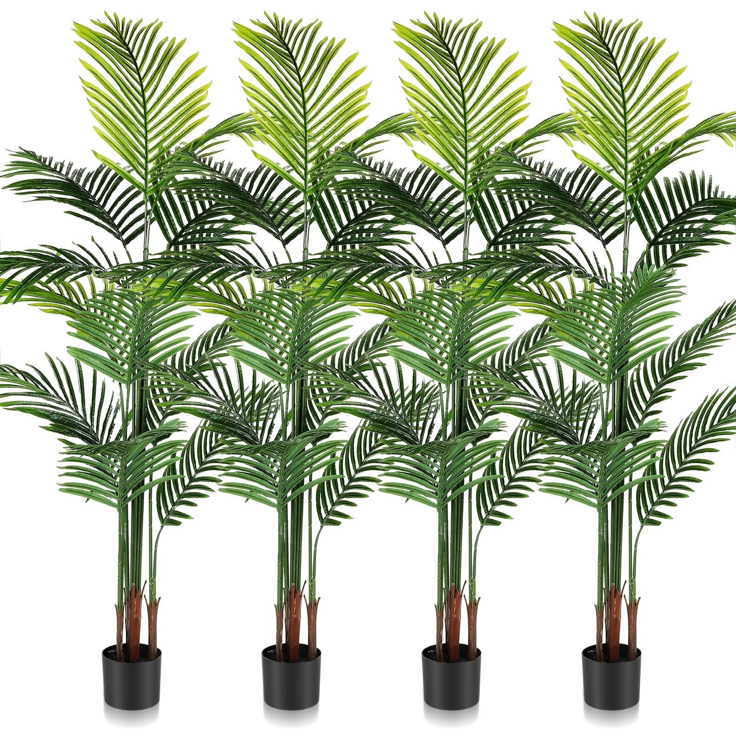 Jexine 4 Pack Artificial Palm Trees 6Ft, Fake Plants Fake Trees Artificial Areca Palm Plants for Outdoor Indoor Faux Tree in Pot for Pool Home Decor Office Housewarming Gift Modern Decoration