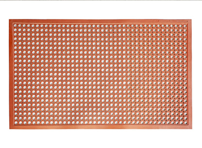 New Star Foodservice 54521 Commercial Grade Grease Resistant Anti-Fatigue Rubber Floor Mat, 36" x 60", Red