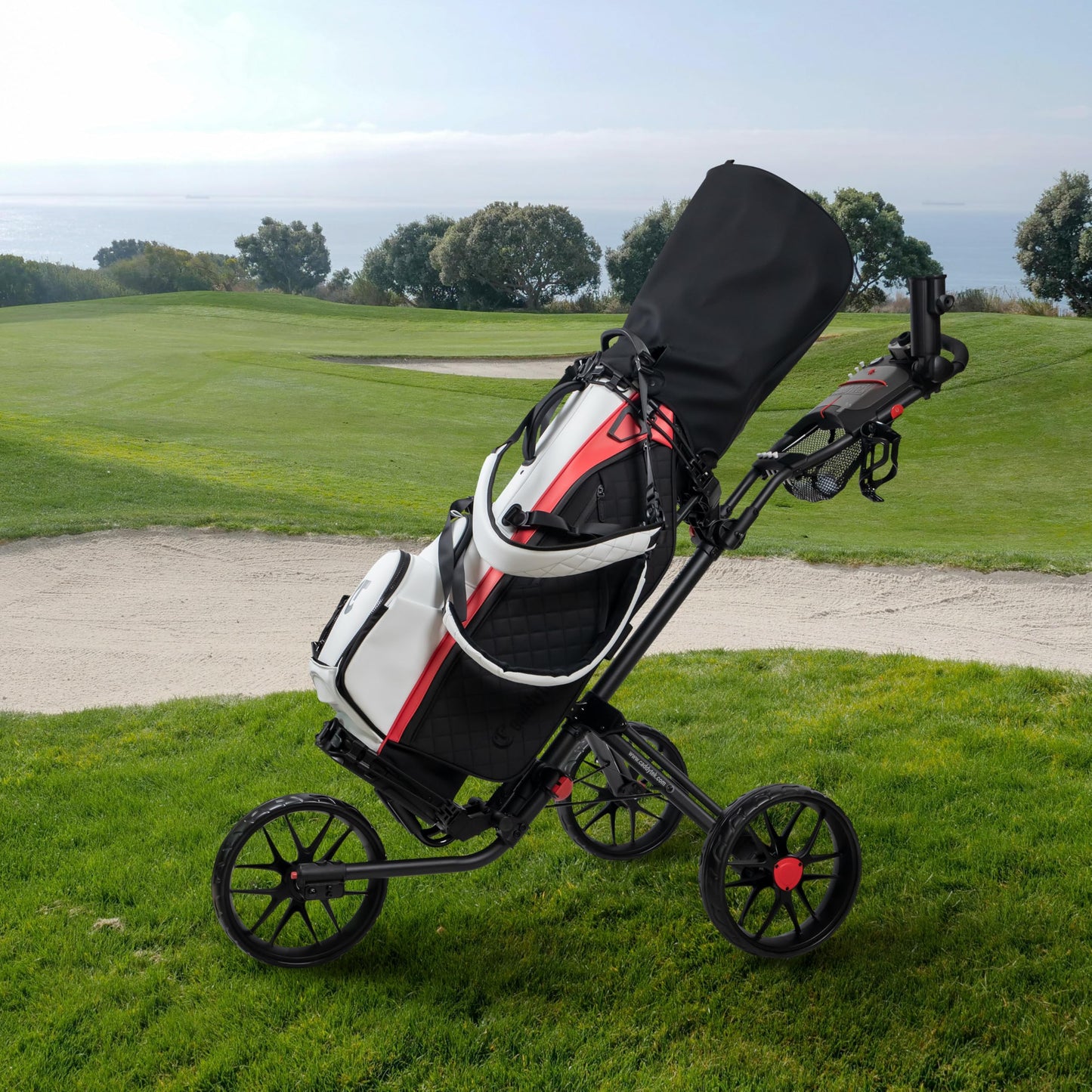 Caddytek CaddyLite 15.3 V2 Golf Push Cart - Lightweight Foldable Aluminum Cart with EVA Wheels, Foot Brake, Adjustable Handle, Umbrella Holder, Drink Holder, Scorecard Holder