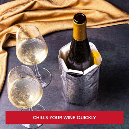 Vacu Vin Silver Rapid Ice Active Cooler Wine Bottle Chilling Sleeve, Standard