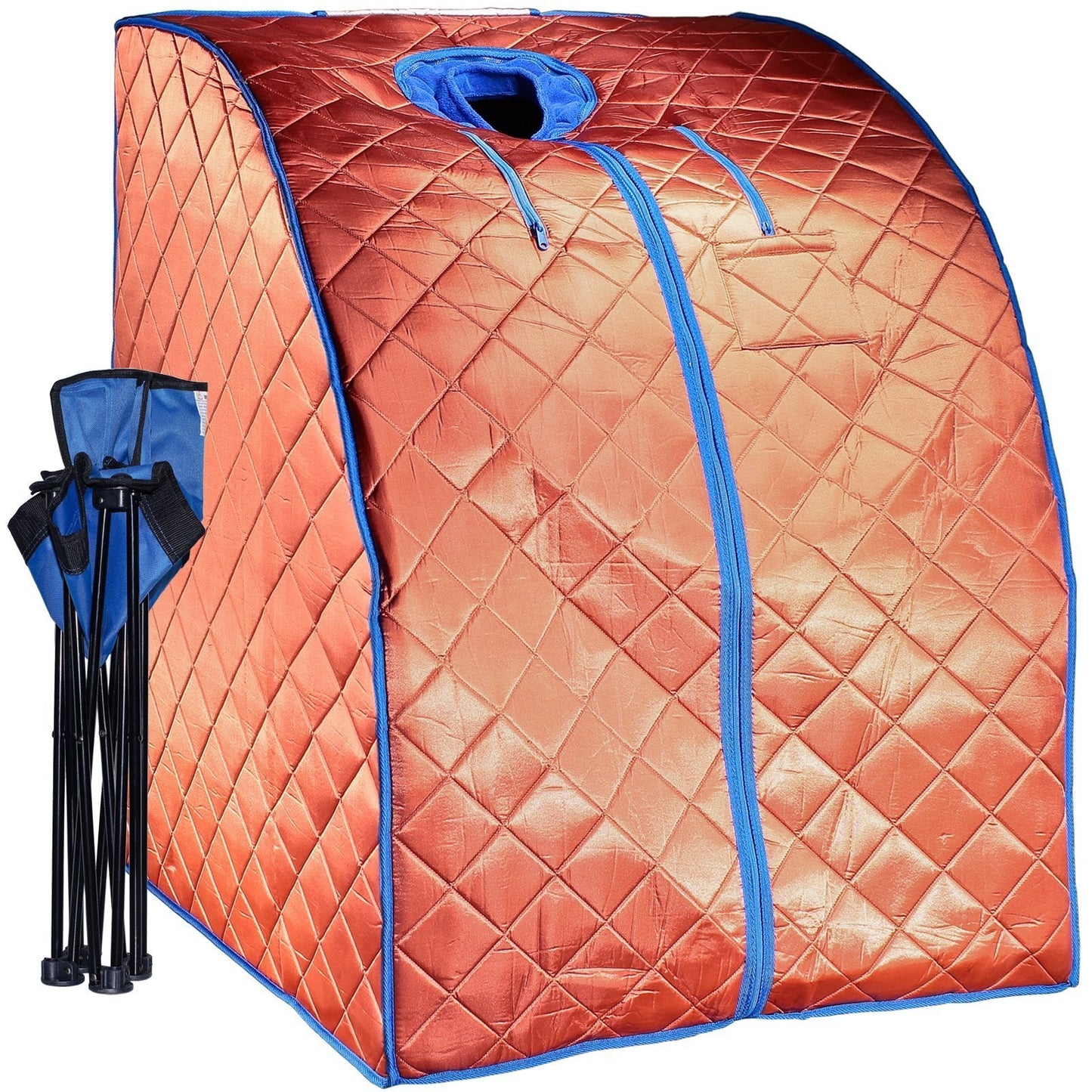 Durherm Infrared Sauna, Low EMF Negative Ion Portable Indoor Sauna with Chair and Heated Footpad, Copper, Large
