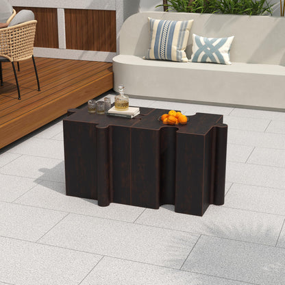 Christopher Knight Home Daton 3 Piece Interlocking Outdoor Side Table Set, Modular Lightweight Concrete Coffee Table, Convertible MGO End Table for Indoor&Outdoor, Design for Creative Set Up, Copper