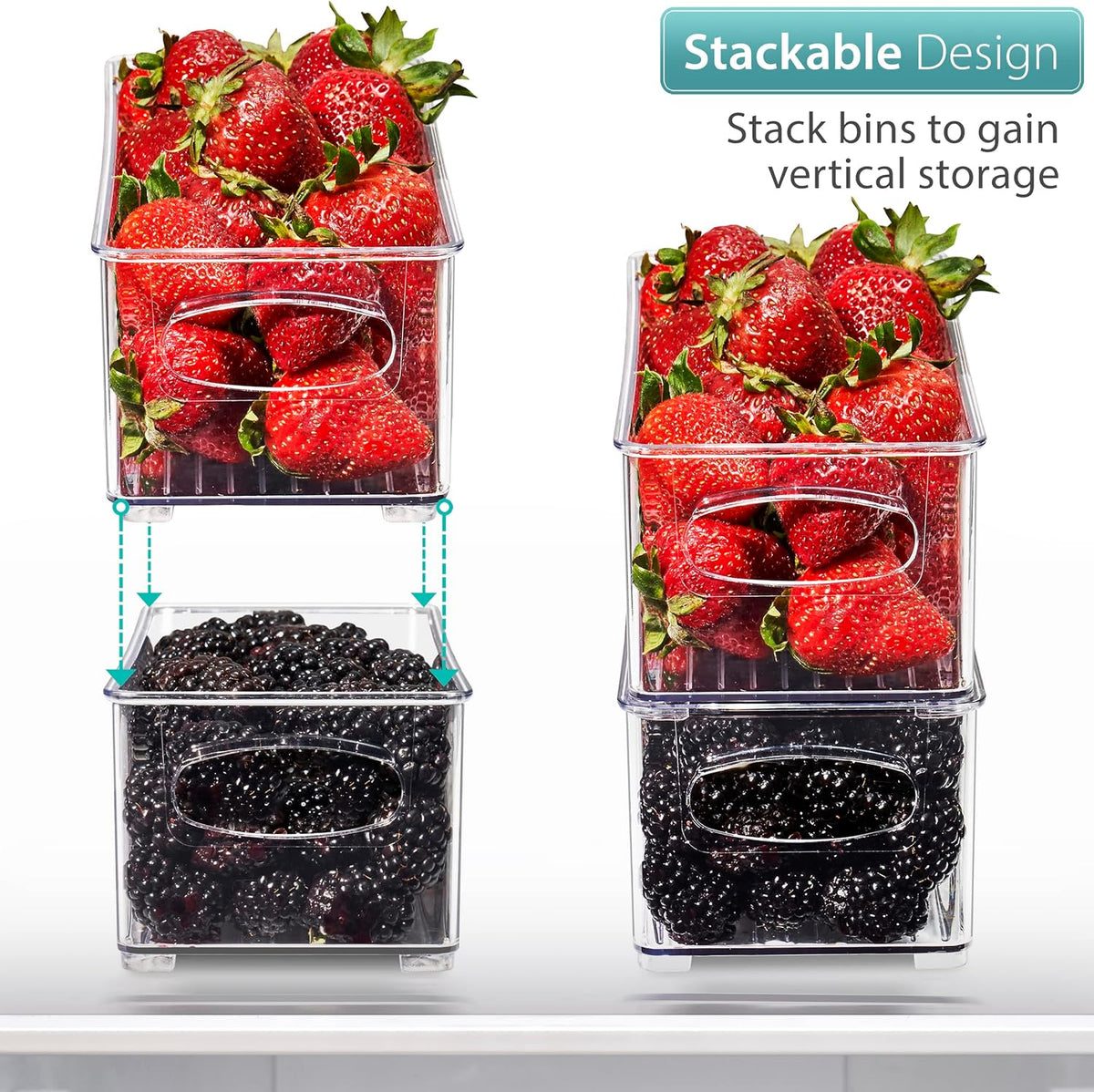 Sorbus Stackable Clear Refrigerator Organizer Bins for Kitchen Pantry, Freezer & Fridge, Plastic Containers with