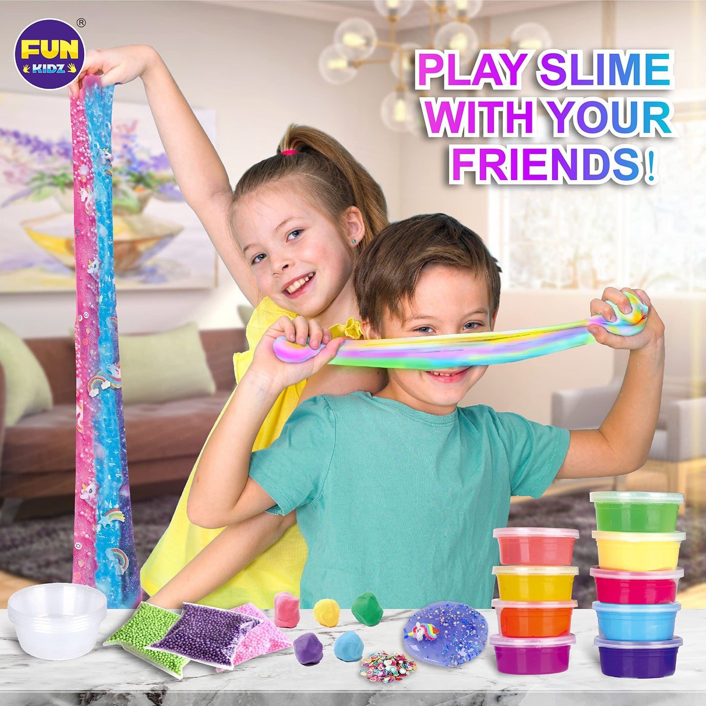 33 Cups Jumbo Slime Kit for Kids, FunKidz Premade Ultimate Slime Pack to DIY Soft, Cloud, Clear, Butter, Glitter, Glow in Dark Slime Making Kit Party Favors Gift Toys for Girls and Boys