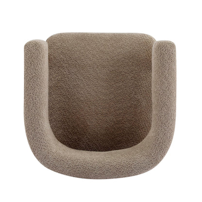 Christopher Knight Home Carly Low Profile Accent Chair, Round Backrest Side Chair, Living Room Armchair with Boucle Fabric Cushion,Comfy Reading Chair for Bedroom,Wooden Single Lounge Sofa,Light Camel