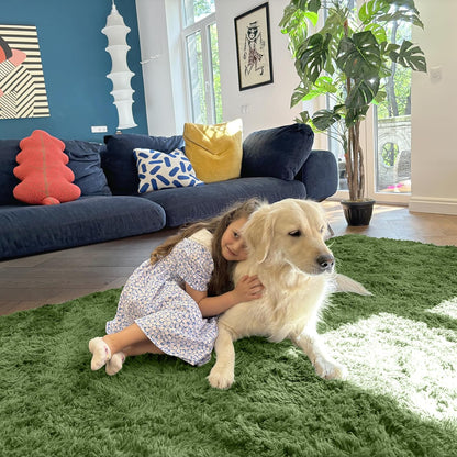 OLANLY 2x8 Soft Fluffy Machine Washable Runner Rug - Aesthetic Indoor Carpet for Bedroom & Hallway | Green