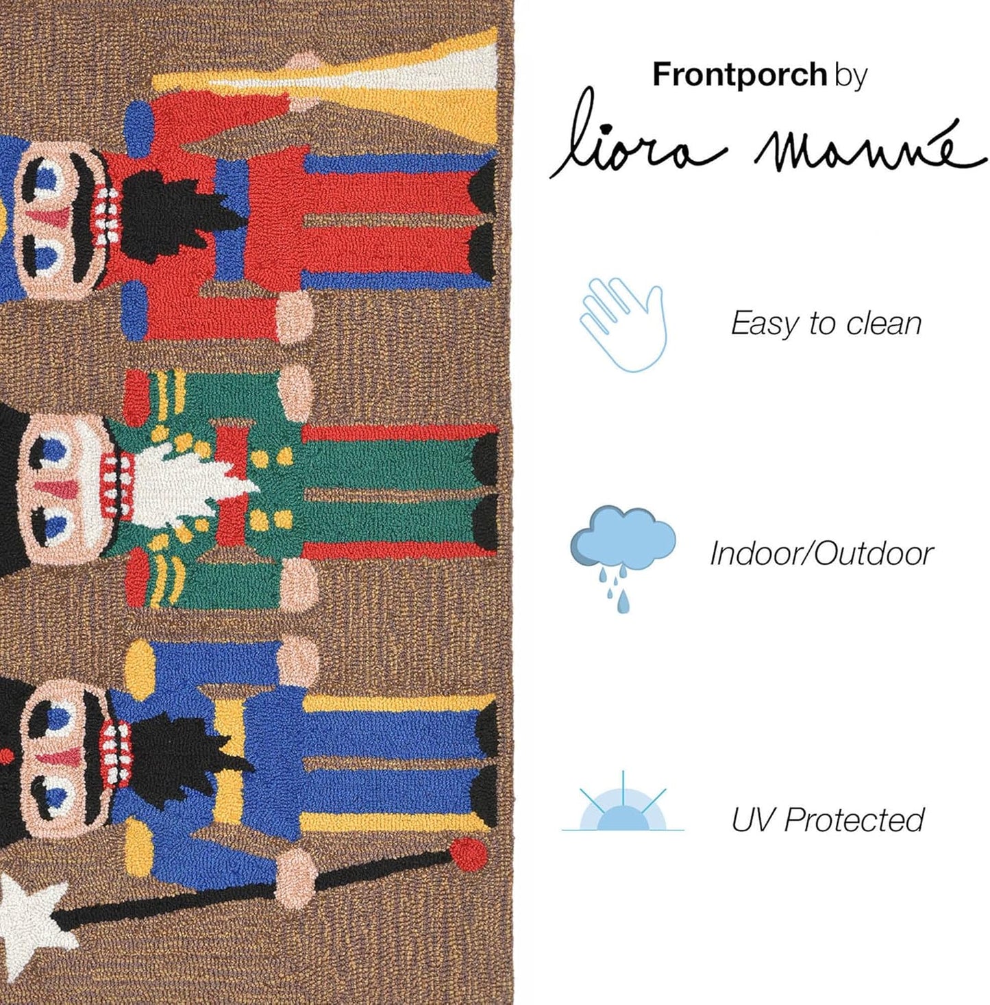 Liora Manne Front Porch Christmas Nutcracker Rug - Multi Indoor/Outdoor Rug, 2' X 3', Red for Holiday Decor