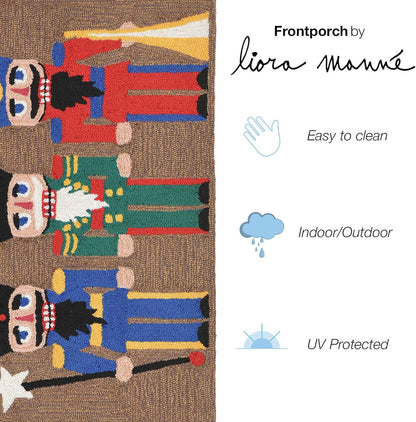 Liora Manne Front Porch Christmas Nutcracker Rug - Multi Indoor/Outdoor Rug, 2' X 3', Red for Holiday Decor