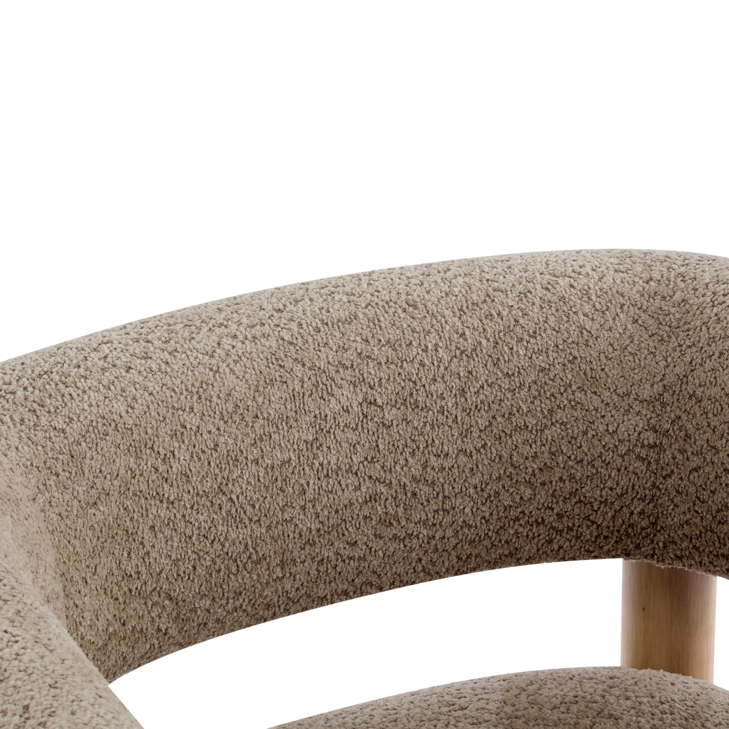 Christopher Knight Home Carly Low Profile Accent Chair, Round Backrest Side Chair, Living Room Armchair with Boucle Fabric Cushion,Comfy Reading Chair for Bedroom,Wooden Single Lounge Sofa,Light Camel