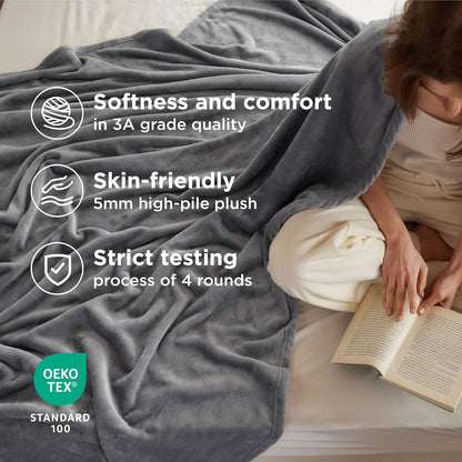 Bedsure GentleSoft Fleece Throw Blanket - Lightweight Plush Cozy Grey Blanket for Couch, 50x60 Inches