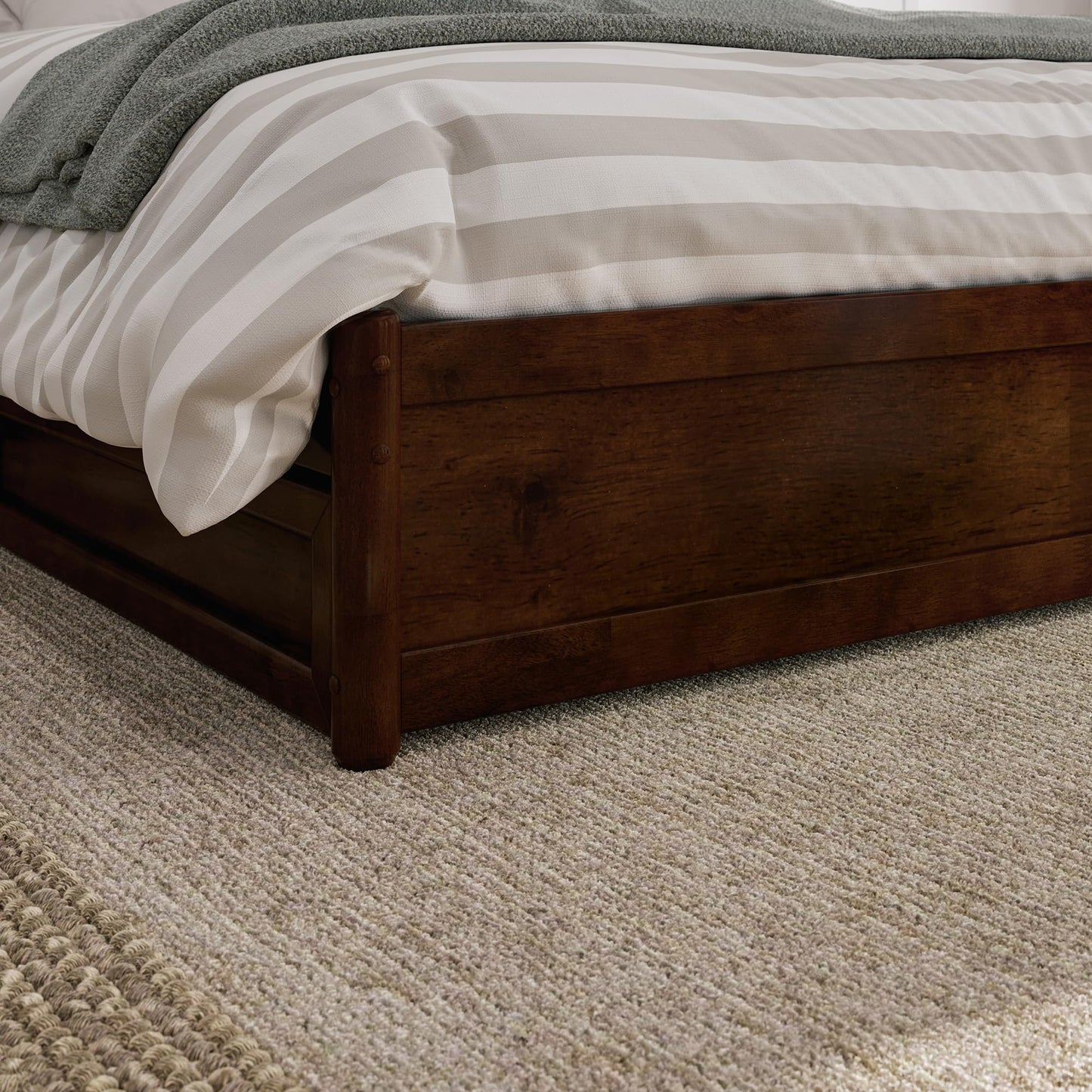 AFI, Wesley King Platform Bed with Panel Footboard & Storage Drawers, Walnut