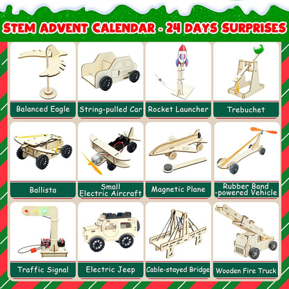 24 2025 Countdown, 8 9 10 11 12, 3D Kortes Days STEM Advent Calendar for Christmas Science Building Project Craft