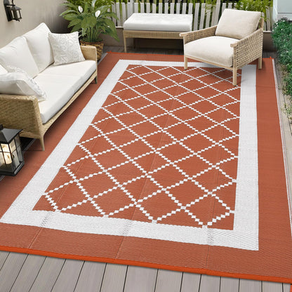 COZYLOOM Outdoor Plastic Straw Rug 9x18 Waterproof Reversible Plastic Straw Mat, Large Patio Rugs Modern Area Rug for Deck, Balcony, Camping, Beach, Picnic, Indoor/Outdoor Use