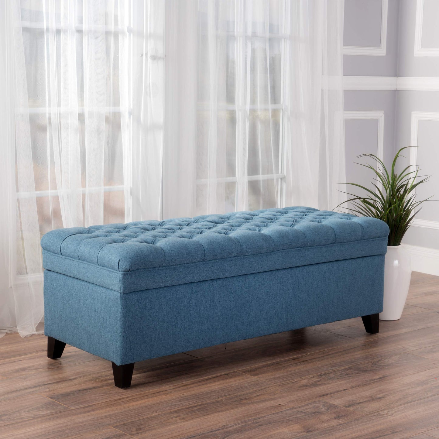 Christopher Knight Home Juliana Fabric Storage Ottoman, Blue