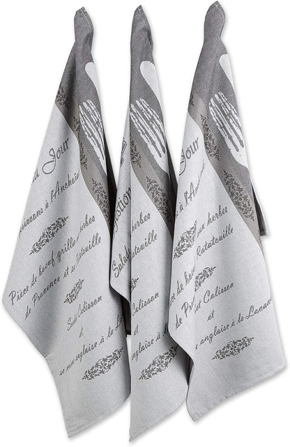 DII Cotton French Jacquard Dish Towels, Set of 3 Decorative Tea Towels for Everyday Kitchen Cooking and Baking