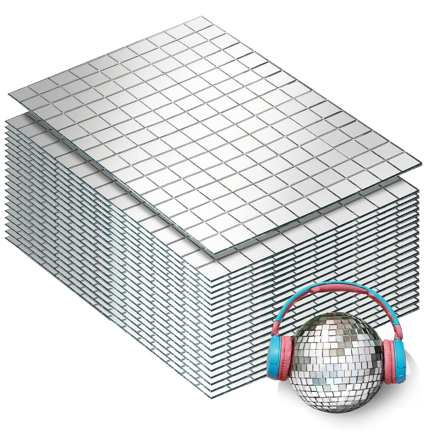 PP OPOUNT 3000 PCS Mirror Tiles Self Adhesive, 10x10mm Disco Tiles for DIY Craft, Home & Party Decoration, Sparkling Glass Mirror Mosaic Tiles for DIY Craft Decoration, Art Collage (Silver)