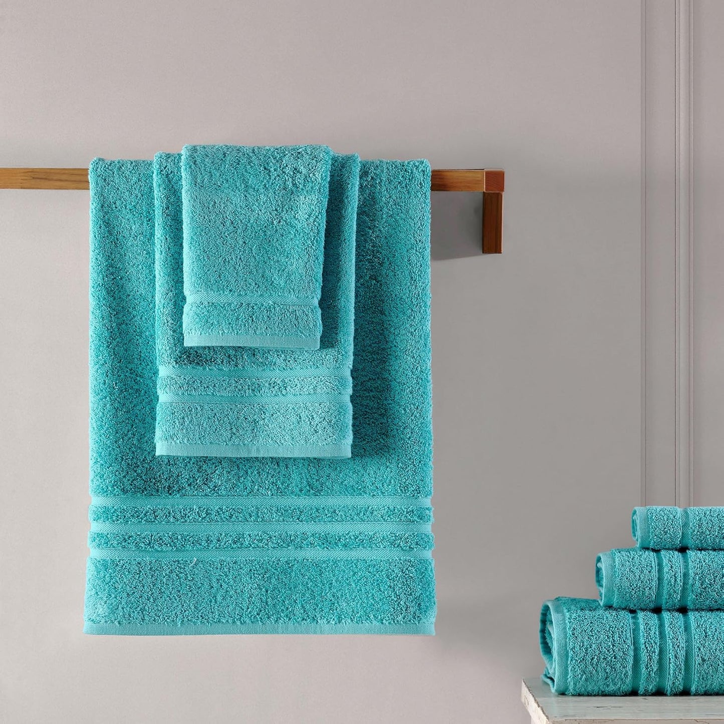6 Set 2 2 2 Hawmam Linen Teal Turquoise Piece Bath Towels for Bathroom Original Turkish Cotton Soft, Absorbent