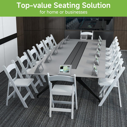 Real Relax White Resin Folding Chairs with Cushion - Comfortable Foldable Plastic Chair - Stackable Chairs with Padded Seats - Indoor/Outdoor Chairs for Events, 600lbs Capacity(10 Pack)