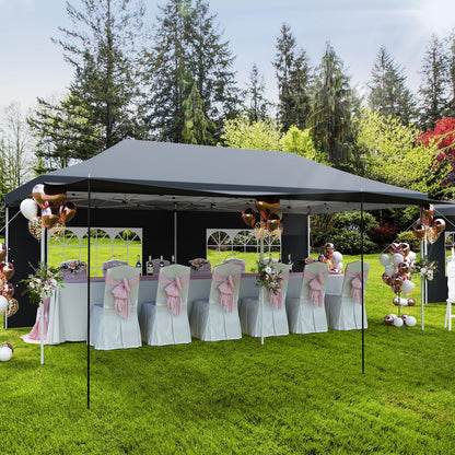 10x20 Pop Up Canopy Tent – Heavy Duty Party Tent with 6 Removable Sidewalls, 6 Sand Bags & Roller Bag, Waterproof UV-Protective Tents for Parties, Adjustable Height Instant Shelter