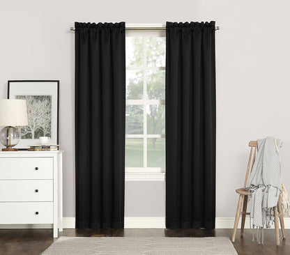 Sun Zero Easton Energy Saving Blackout Curtain Panel, 40" x 63", Black