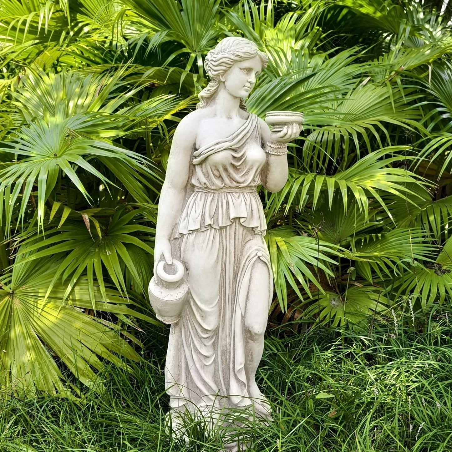 ARSTRIA Large Nymph Statue 46'' High Goddess Statue Hebe Greek Mythology Garden Girl Maid Sculpture Outdoor Courtyard Patio Yard Lawn Decor