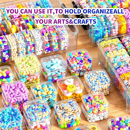 VANSUNS 3-Tier Large Capacity Stackable Bead Organizer Box 90 Pcs, Portable Plastic Craft Storage Containers for Jewelry Making, Bracelets, DIY, Nail Art Charms