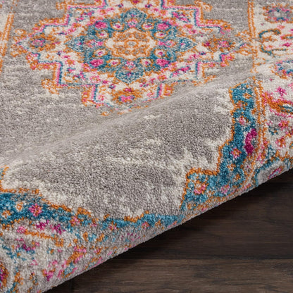 Nourison Passion Grey Area Rug, 22" x 34", Boho Traditional, Easy-Cleaning, Non-Shedding, Bedroom Living Room