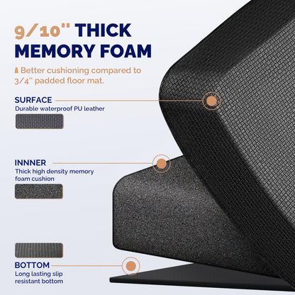 FEATOL Anti Fatigue Mat for Standing, 9/10 Extra Thick Ergonomic Standing Desk Mat, Comfort Memory Foam Standing Mat at Home,Office All Day (20" x 32", Black, 1PC)