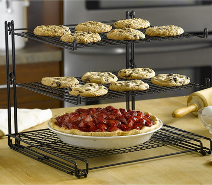 Nifty 3-Tier Cooling Rack – Collapsible Kitchen Countertop Organizer, Non-Stick Coating, Dishwasher Safe for Baking