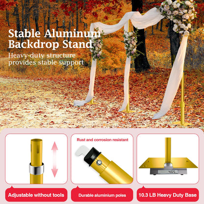 EMART Backdrop Stand Heavy Duty 8.9ftx20ft, Adjustable Pipe and Drape Photo Background Support Kit, Metal Frame with Flat Base for Wedding Birthday Party Banquet Decorations-Gold