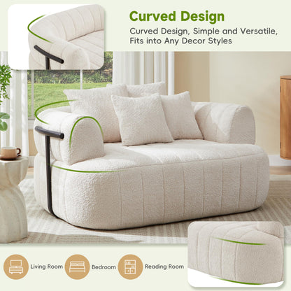 GDFStudio 64" Boneless Chair Indoor, Oversized Accent Chair with Deep Seat, Boucle Upholstered Big Comfy Couch Single Sofa, Modern Boneless Chaise Lounge Couch Chair for Living Room Bedroom, Beige