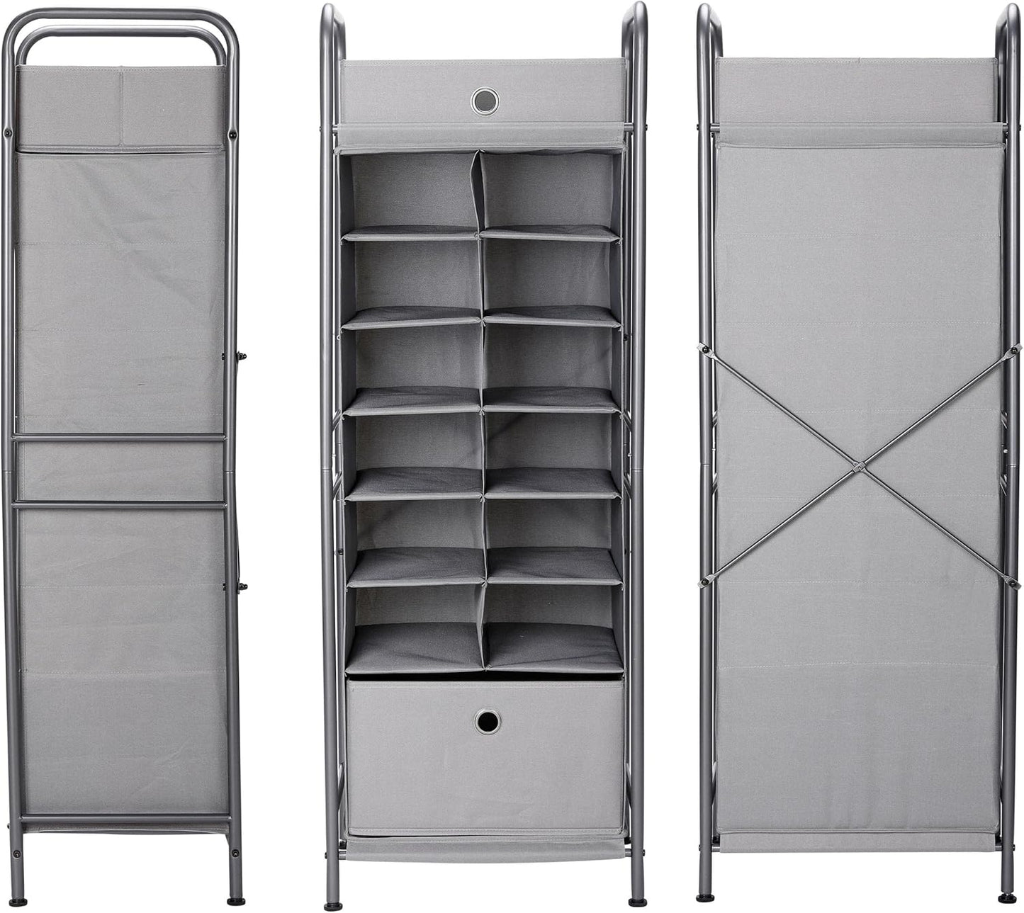 BIRDROCK HOME 12 Cubby Vertical Shoe Rack Organizer - Sturdy Metal Frame for Small Space Bedroom & Closet