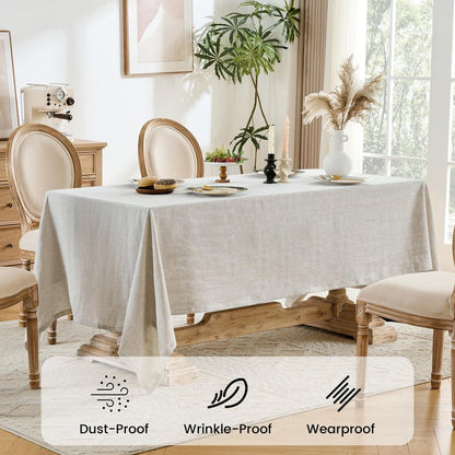 Simple&Opulence Natural Linen Tablecloth for Rectangle Tables-60×120 Inch, 100% Linen Farmhouse Tablecloth for 10-12 Seat Dining Table, Stonewashed Extra Large Tablecloth for Banquet, Dinner, Wedding