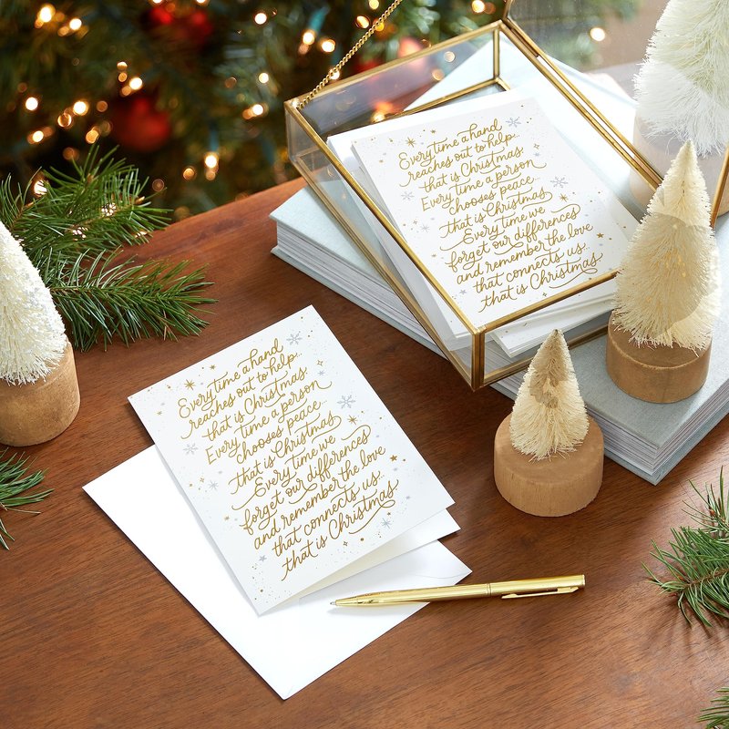 Hallmark Spiritual Boxed Christmas Cards (16 Cards and Envelopes) Gold and White, That is Christmas