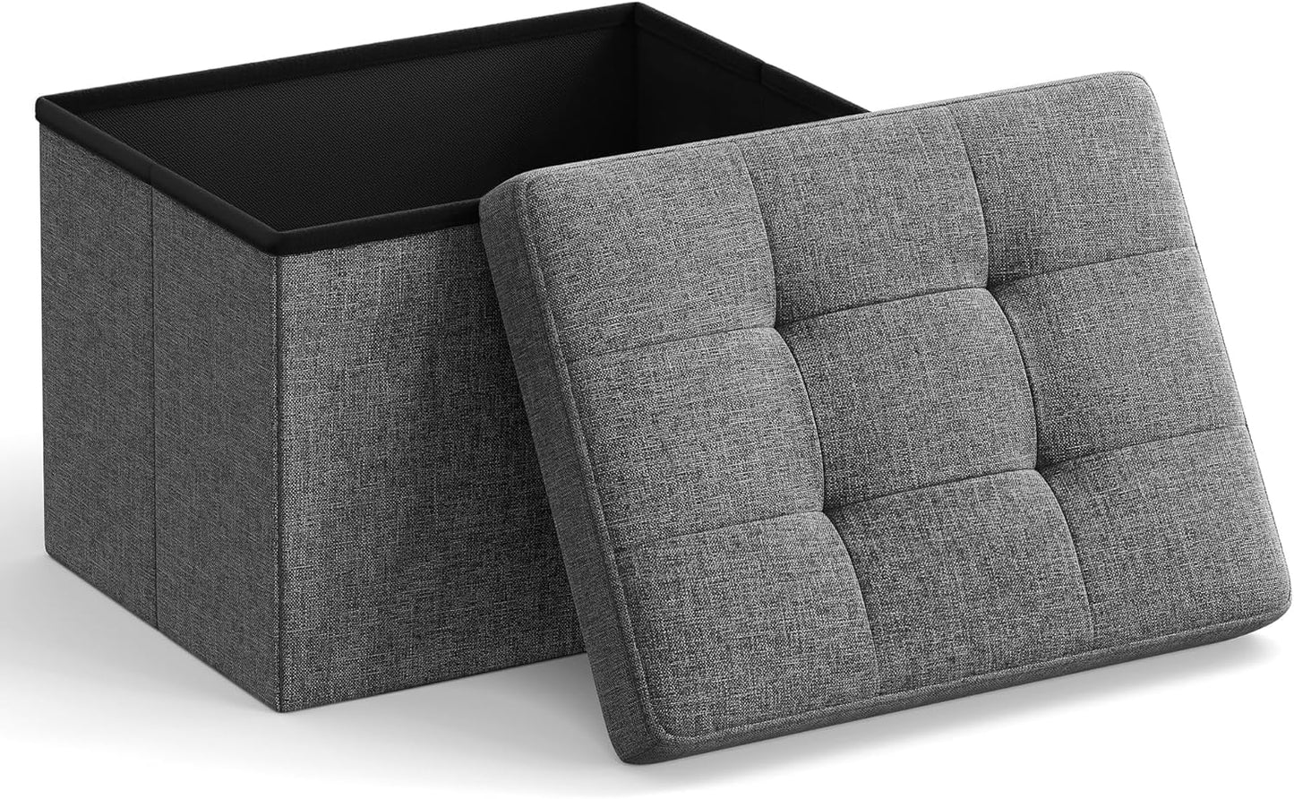 12.2 16.1 12.2 Inches, 286 lb ULSF102G01 SONGMICS Mazie Collection - Small Folding Storage Ottoman, Foot Rest Stool, x