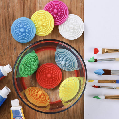 Paint Puck Paint Brush Cleaner (3-Pack, Pink) – Reusable Silicone Insert with Suction & Nubs for Cleaning Acrylic, Oil & Watercolor Brushes – Fits Cups for Classroom, Studio & Home Use