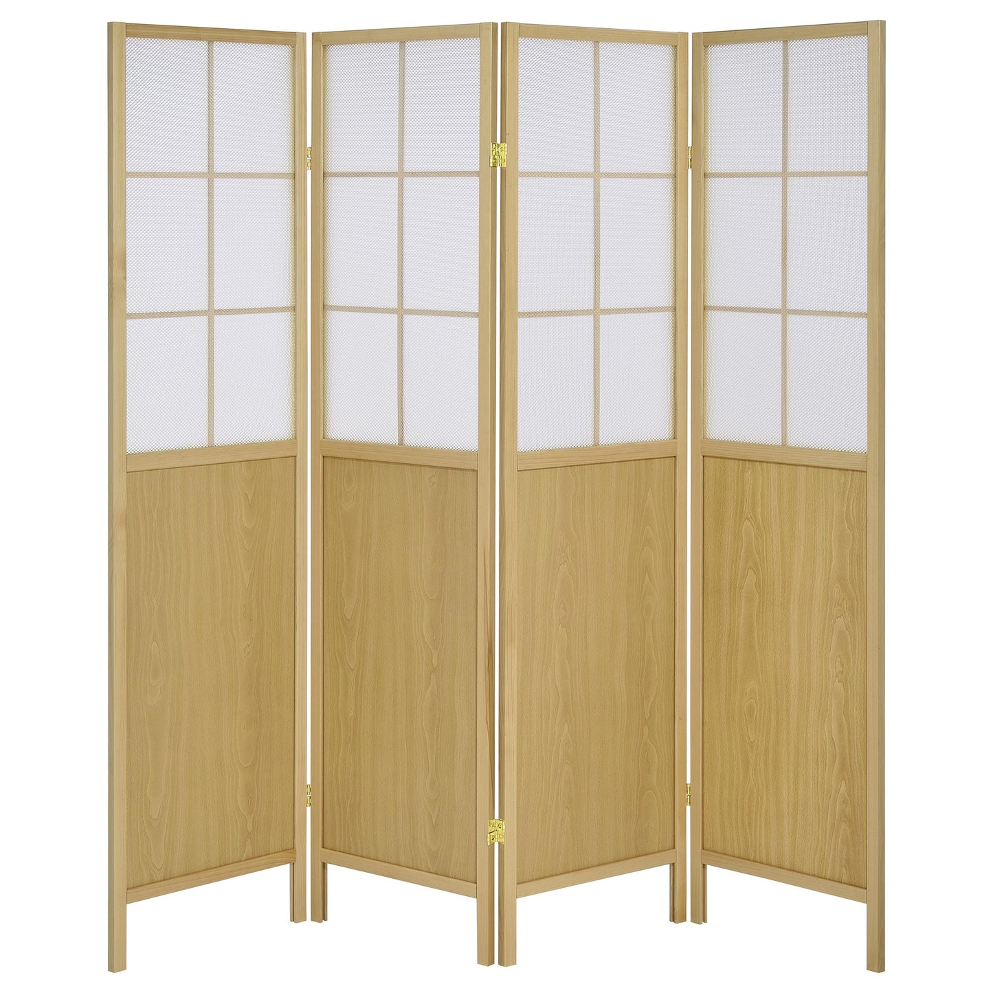 Coaster Home Furnishings Edwards 4-Panel Room Divider Folding Shoji Screen Natural