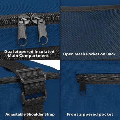 BuyAgain Navy Blue Lunch Bag, 600D Poly Small 6 Can Insulated Reusable Cooler Bag with PEVA Water-resistant Lining