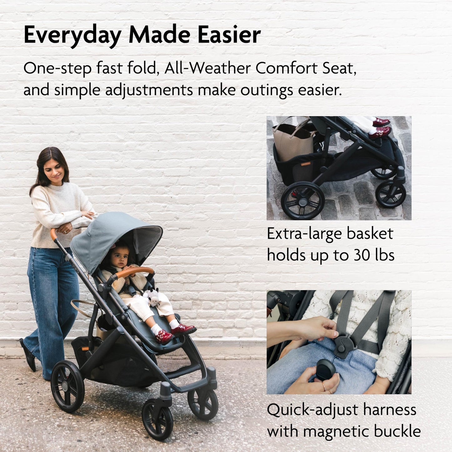 UPPAbaby Vista V3 Convertible Single-to-Double Stroller for Baby & Toddler, 30+ Configurations, Car Seat Compatible, All-Wheel Suspension, XL Basket – Ada (Sandstone Mélange/Carbon Frame)