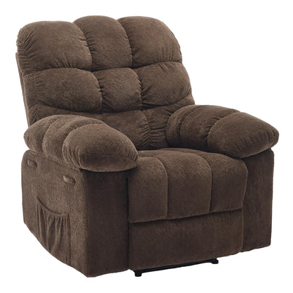 21.2'' Manual Recliner Chair,Ergonomic Overstuffed Breathable Fabric Reclining Chair with Side Pockets,Q235 Steel Frame Lazy Boy Recliner Single Sofa for Living Room Bedroom