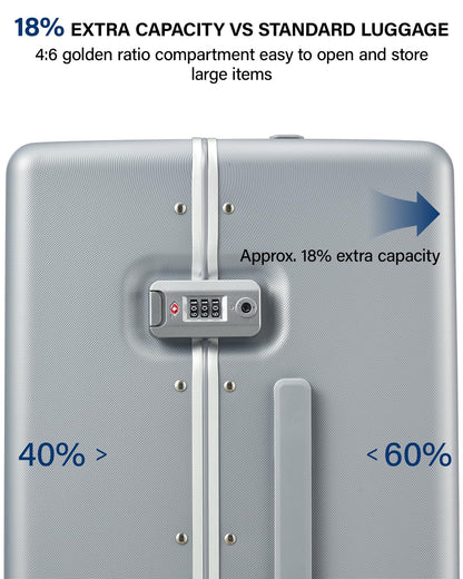 Hanke Premium 24 Inch Zipperless Medium Checked Luggage, Aluminum Frame Hard Shell PC Suitcase with TSA Lock and Multi-Handle Design, 8 Quiet Spinner Wheels for 1-2 Week Trip（Grey）