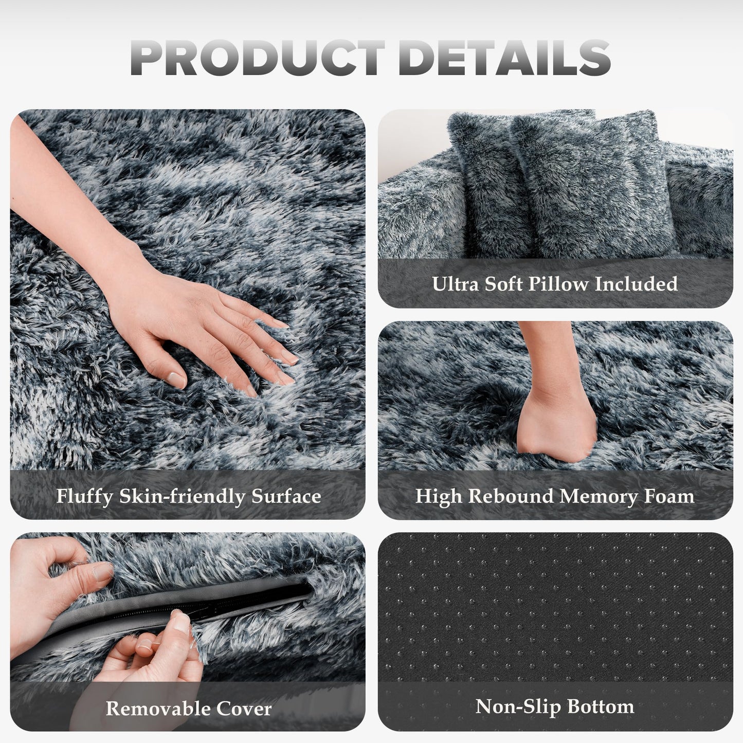 HABUTWAY Convertible Sofa Bed, 3-in-1 Futon Sofa Bed with Pillow, Foldable Pull Out Floor Sofa Bed with Removable Cover, Plush Boneless Couch for Living Room/Bedroom/Dorm