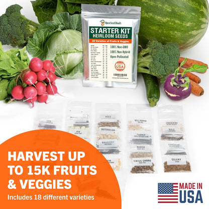 |15,000 18 2026 Open Seed Vault Heirloom Seeds | Seed Types | Survival Seeds | Season | Non GMO Vegetable and Fruit