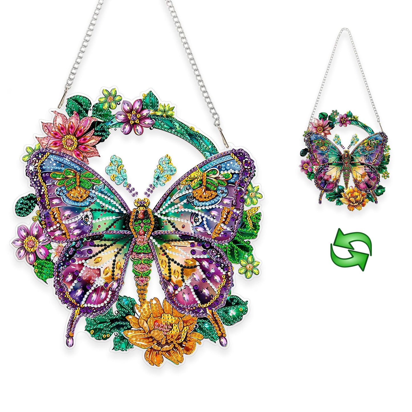 Yunzlly DIY Hanging Diamond Art Ornament Kit Butterfly, Special Crystal Double Sided Diamonds Painting Pendant for Adults, Acrylic Gem Painting Board Kit