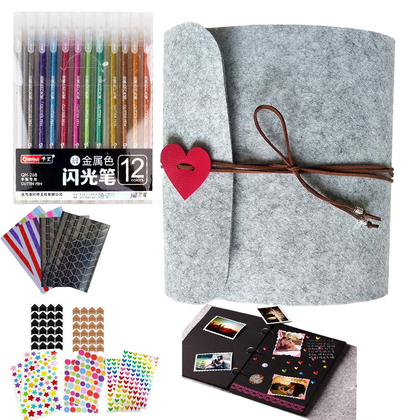 DIY Photo Album, Black Blank Page for Paste Book, Black Cardboard Photo Memory Book
